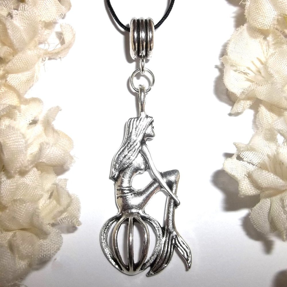 Mermaid Necklace Silver Statement Beach Ocean Theme Jewelry Pendant Charm C380